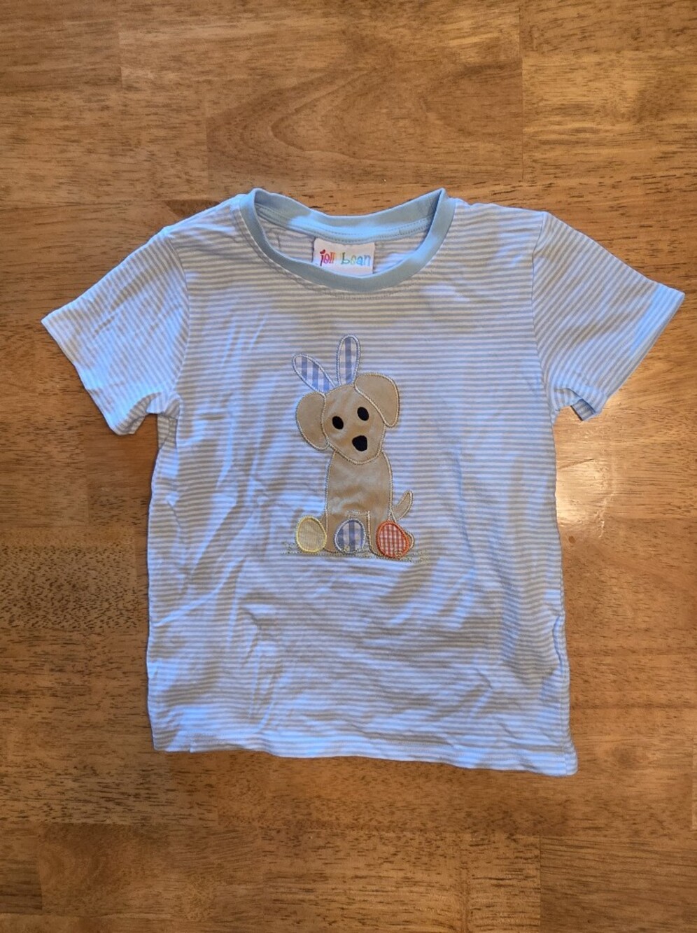 Toddler Blue Striped Puppy Appliqué T-Shirt
